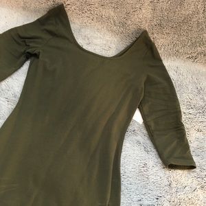 Olive Green, sleeved Mini Dress